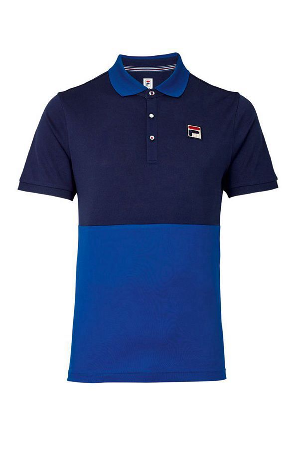 Camisas Polo Fila Hombre Azules / Azul Marino / Rojas / Blancas - Heritage Colour Block Tennis Shirt